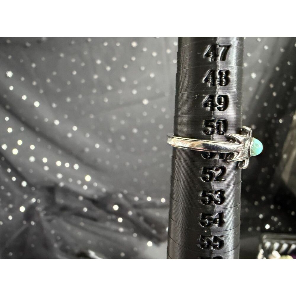 Turquoise Look Ring Size 6, Silver Tone Abstract Statement Ring - Picture 3 of 3